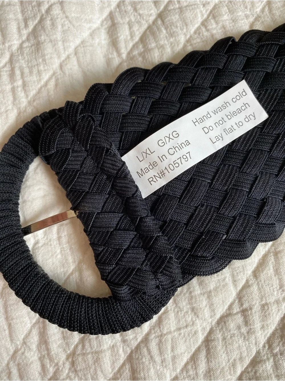 Black Woven Braided Elastic Wide Belt Stretchy Festival Boho Y2K Retro L/XL
